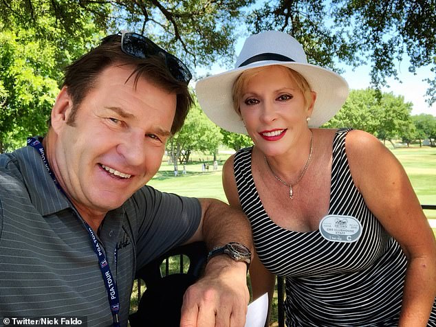 Sir Nick Faldo and his wife Lindsay de Marco smile for a photo