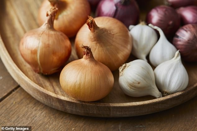 Garlic and onions contain n-propyl disulfide, an oxidizing agent that can damage a dog's red blood cells and cause abnormal heart rhythms or lung failure.