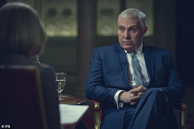 Netflix's Scoop is based on the book of the same name by Sam McAlister and follows the BBC producer, played by Billie Piper, as she fights to get an interview with Prince Andrew, played by Rufus Sewell, at Buckingham Palace (Rufus pictured as Prince Andrew)