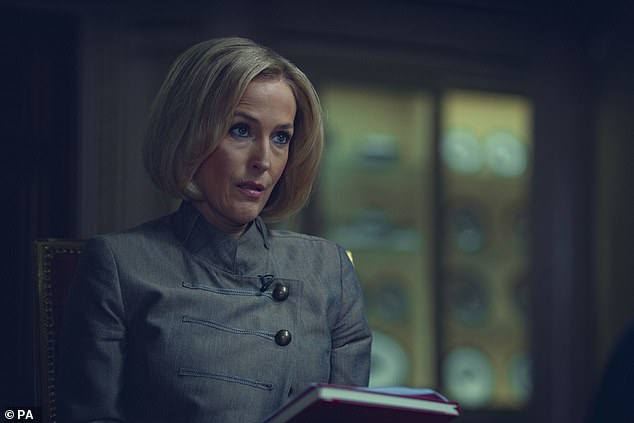 Gillian Anderson plays Emily Maitlis as she questions the Duke (pictured in Scoop) in a penetrating manner