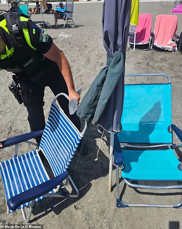 The sun loungers and parasols are taken to the local police station and tourists have to pay the equivalent of £210 to get them back