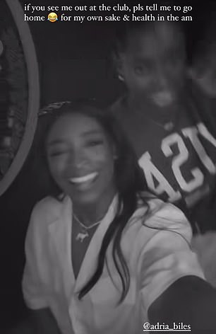 Biles was spotted partying at L'Arc Paris nightclub