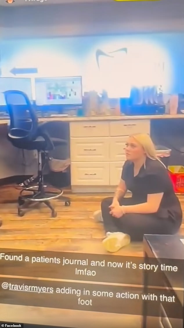 The footage, which was apparently recorded and shared online by a giggling employee, shows a staff member reading passages from a patient's diary to two colleagues