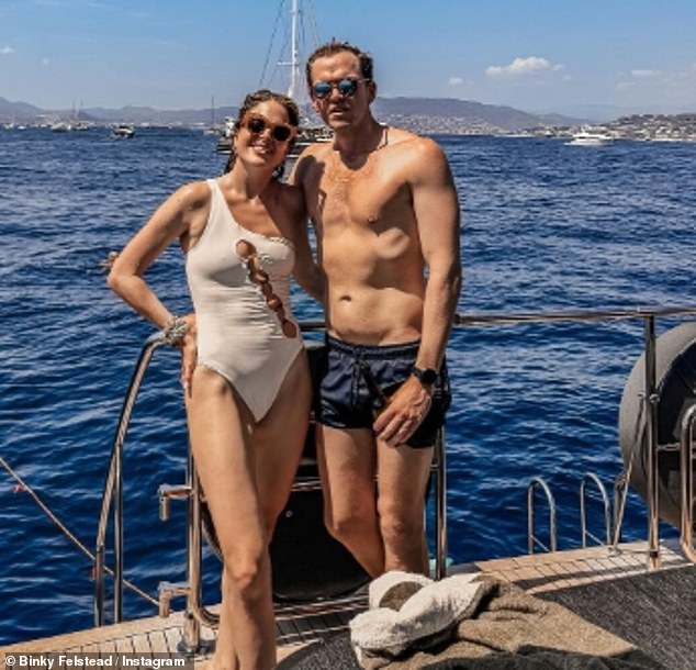 Binky also put on a loving show with her husband Max as the duo posed together while relaxing on a private boat