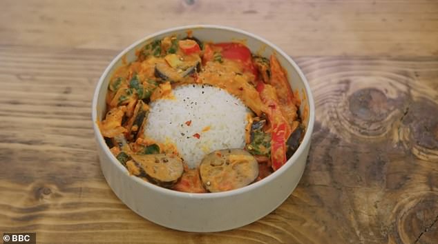 Snoochie's Cloche ingredient was eggplant and she made a curry (see picture), but the judges were not impressed with the presentation