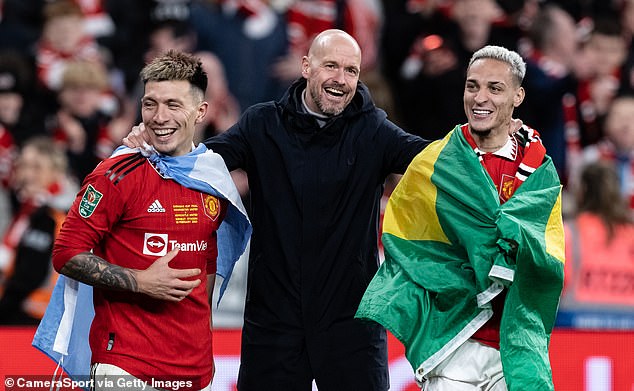 Lisandro Martinez (left) and Antony (right) previously joined Ten Hag when he left Ajax to take charge at Old Trafford