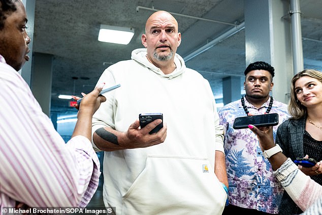 Since his stroke, Fetterman has relied on transcription tools on his phone and other devices to help him follow conversations, as he still suffers from lingering audiovisual impairments from the tragedy