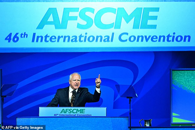 Walz used his appearance at the AFSCME convention in Los Angeles to criticize Donald Trump's record as a businessman and as president