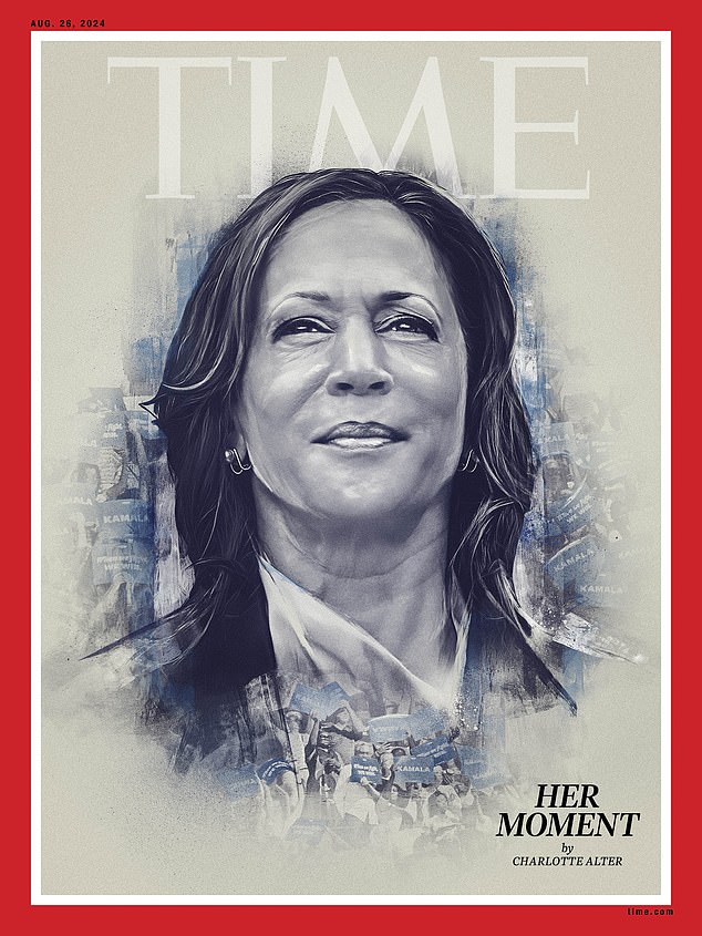 The former president discussed a new Time Magazine cover story about Harris