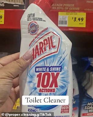 Hailey McNicol said nothing beats Harpic White and Shine 10x Actions for cleaning toilets