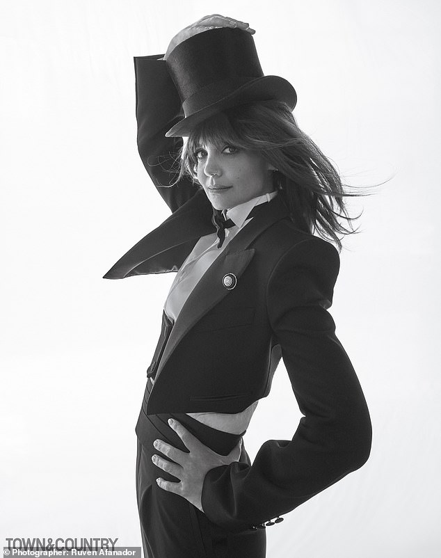 The Batman Begins actress was seen in a series of shots wearing a top hat and a Dolce & Gabbana ensemble