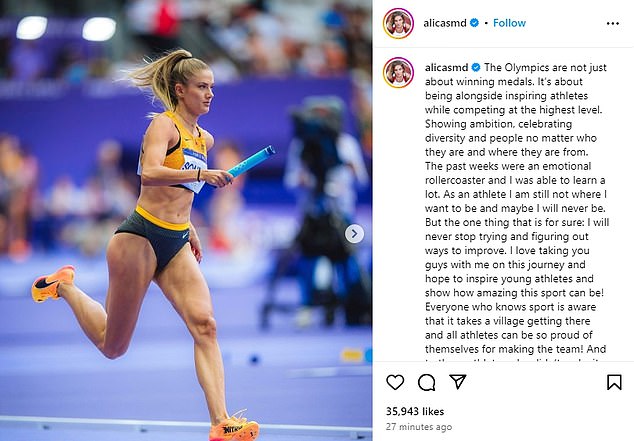 Schmidt posted a heartfelt message on Instagram after the Paris Olympics, describing the past few weeks as 'an emotional rollercoaster'