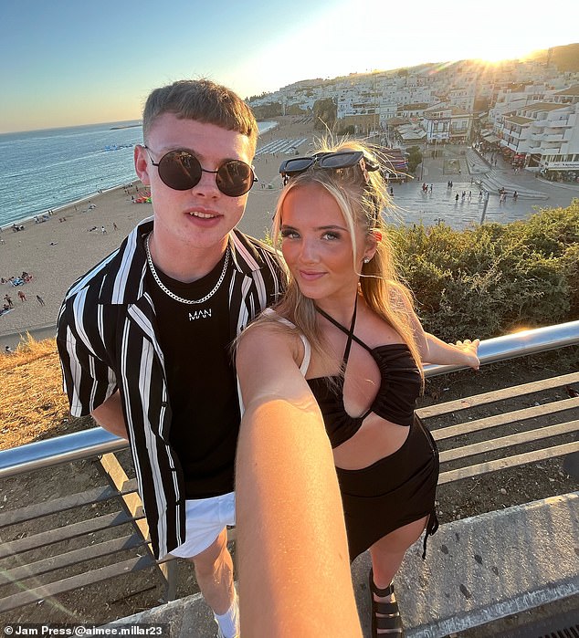 Aimee and her partner Darragh, both 20, were on holiday in Albufeira, Portugal, in July when they realised they needed a new strategy to compete in the 'sunbed wars'.