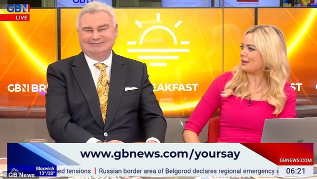 A giddy Eamonn, 64, cheekily told Ellie: 'You've never seen my boobs. I've got one that's bigger than the other too'