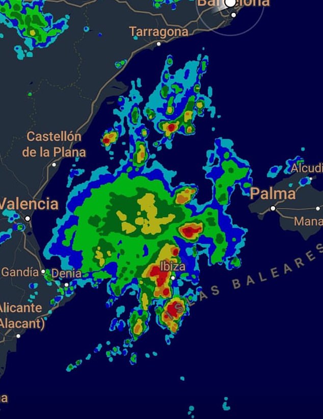 An orange weather alert was issued for the Balearic Islands