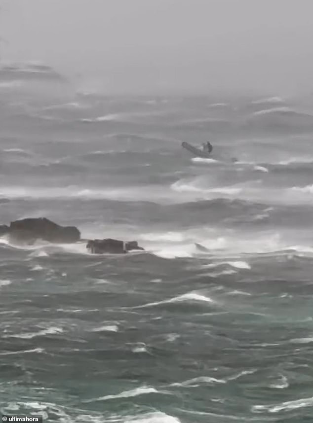 Strong winds caused huge waves off the coast of Formentera, Spain