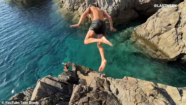 Brady jumped off a few cliffs into the sea, but appeared unharmed.