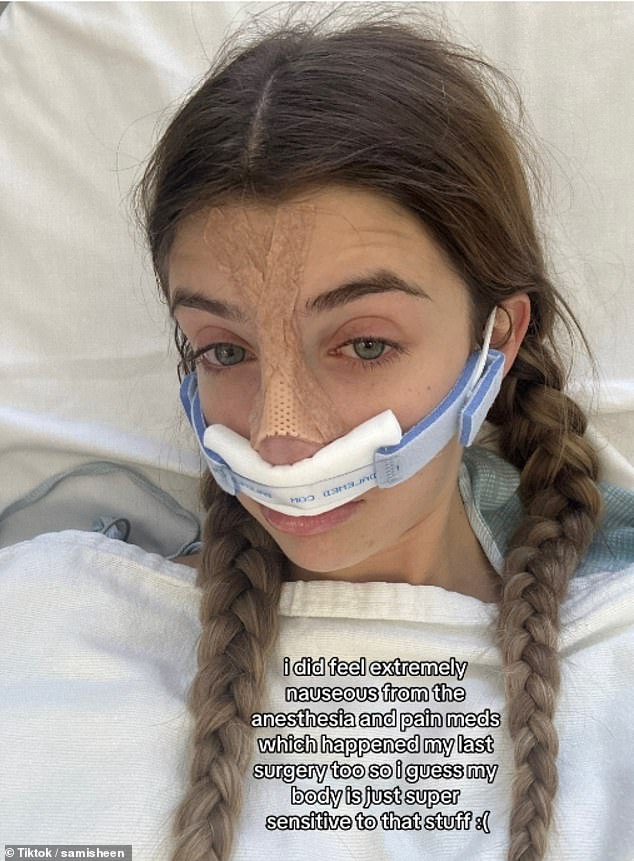 The OnlyFans model shared a selfie from her hospital bed as she recovered