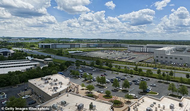 A data center is pictured in Ashburn, Virginia, a city located just over 30 miles northwest of Washington, D.C.