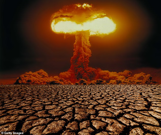 The dossier revealed that Moscow would be ready to use nuclear weapons in the early stages of a conflict against its opponents. Pictured~: An artist's impression of a nuclear explosion