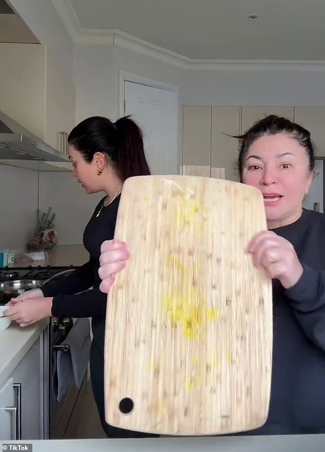 And most fan posts seem to side with Mary, Martha's mother, in the feud, which broke out over a shared kitchen utensil. Pictured: Mary holds up the stained carving that sparked the horrific row