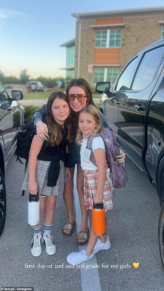 Bristol posed with her daughters as they headed to their first day of school