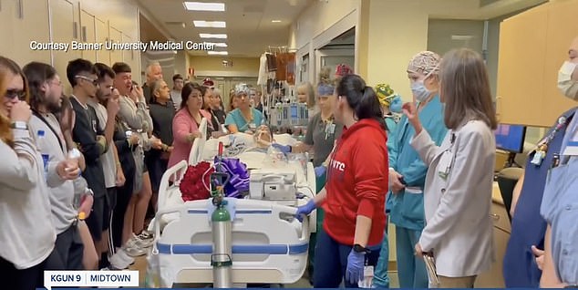 More than 100 people came to Banner-University Medical Center for her honor walk