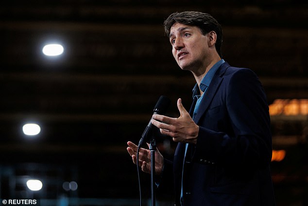 Canadian Prime Minister Justin Trudeau speaks to the media during an announcement at the Goodyear Canada Inc tire manufacturing plant in Napanee, Ontario, Canada, August 12, 2024