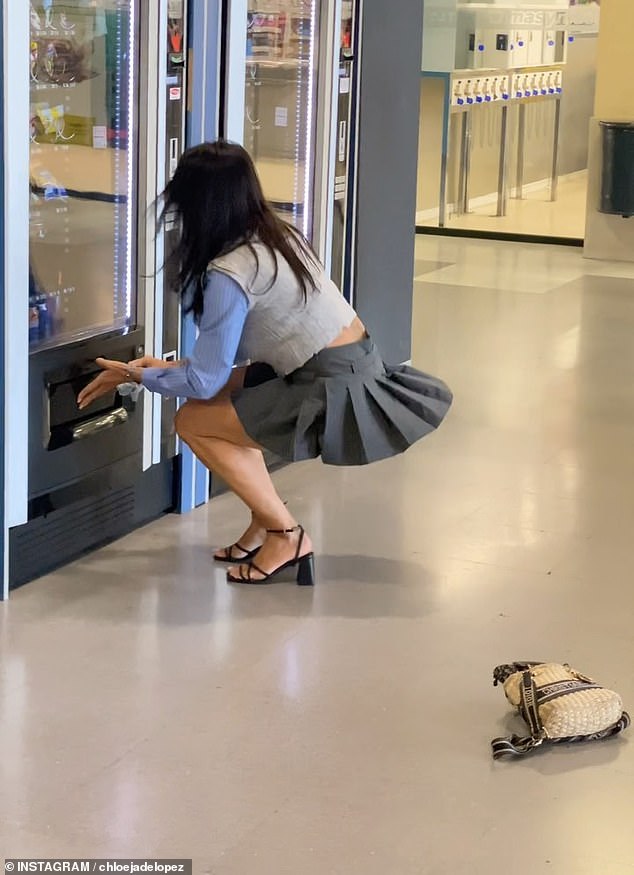 Chloe also stuffed one of her panties through the flap of a vending machine in a shopping mall