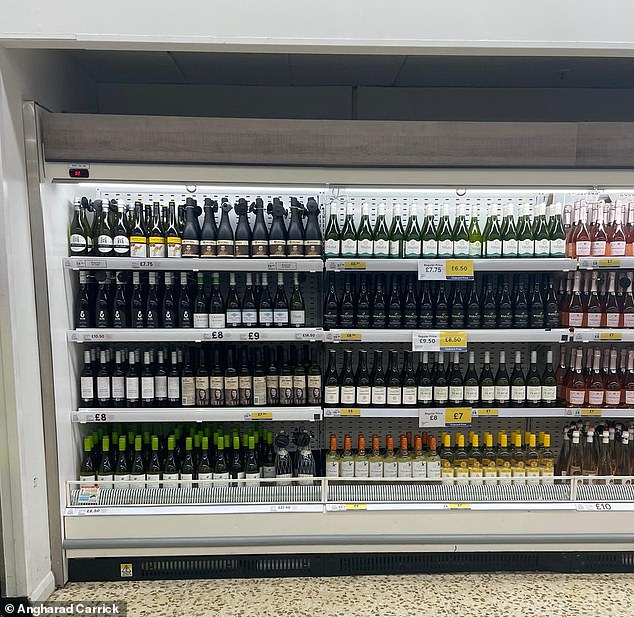 There's a lot of alcohol on display with no security in this Tesco store