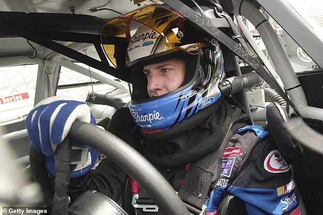 Busch sits in his #97 Sharpie/Rubbermaid Rouch Ford during a race at Bristol in 2001