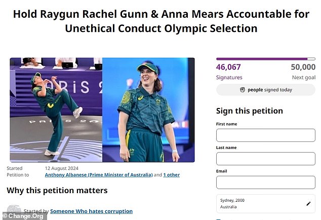 Nearly 50,000 people have signed a petition calling on her to be held 'accountable'