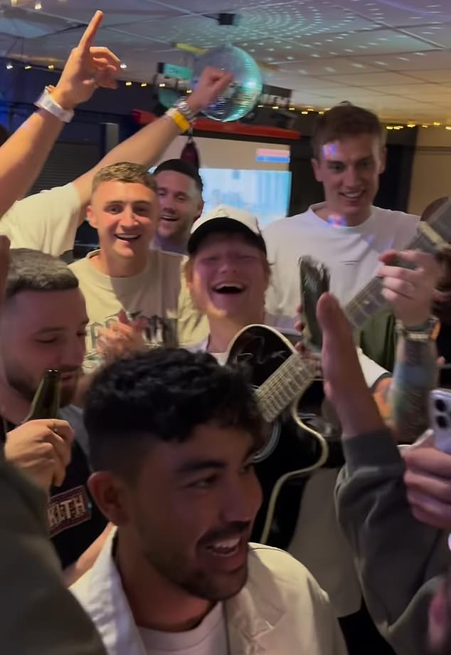 In May, Sheeran partied with Ipswich Town players after the team secured promotion