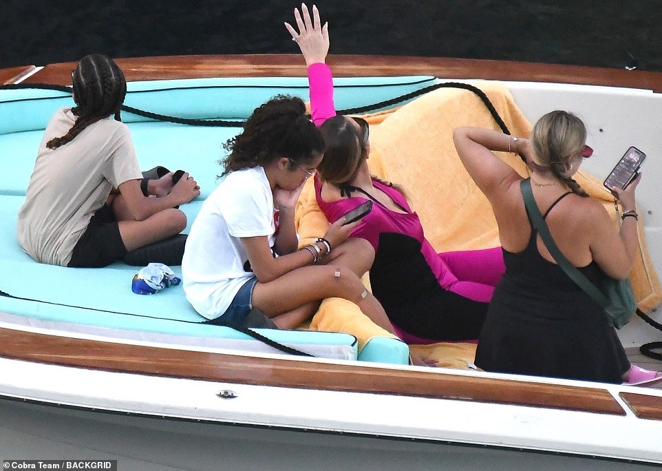 The singer and her family enjoyed the view during the boat trip on the Amalfi Coast