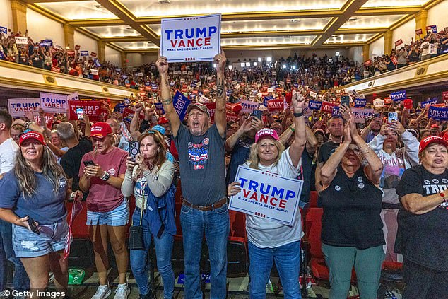 Trump supporters attended Trump's event in Asheville on August 14, where he was scheduled to speak about the economy