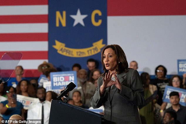 Kamala Harris in North Carolina on July 11 before President Biden left the race. She will return to the state on Friday to give a speech on economic policy