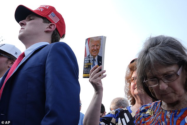 In addition to journalists, Trump supporters also attended the afternoon event in Bedminster