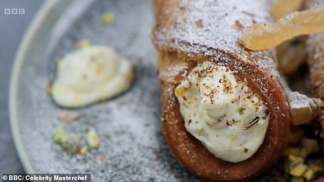 Singer Ian, 48, was paired with Craig for a challenge that saw them make matching cannolis filled with ricotta cream