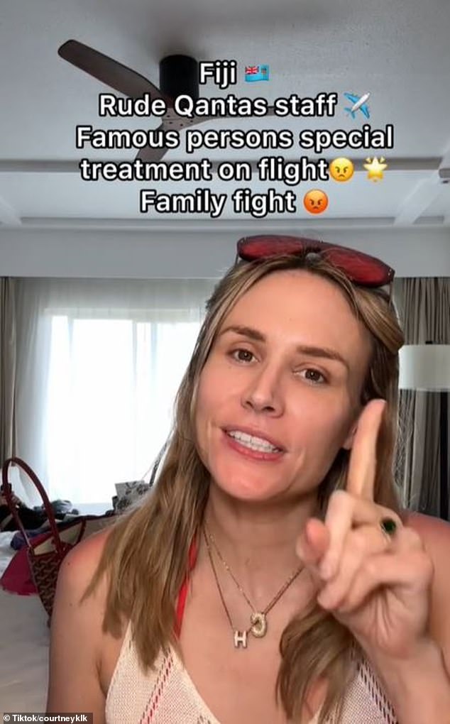 Fellow Qantas passenger Courtney ranted: 'There was a celebrity from 60 Minutes on the plane, I think her name is Allison. She didn't get a first class seat, she got an economy seat'