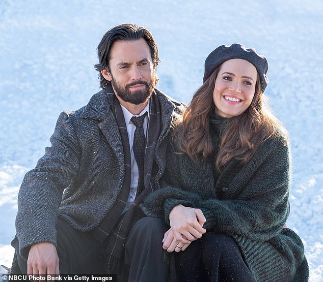 Moore pictured on This Is Us with co-star Milo Ventimiglia