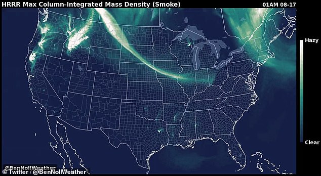 Ben Noll, a meteorologist with the National Institute of Water & Atmospheric Research, posted an image of the smoke's path