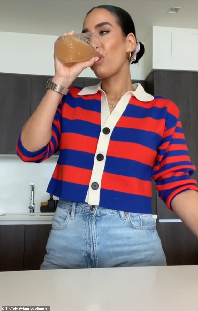 Another video posted by @lamiyaslimani, who has 12,000 followers on TikTok, shows her drinking psyllium husk dissolved in water. She claims the drink has helped her lose 