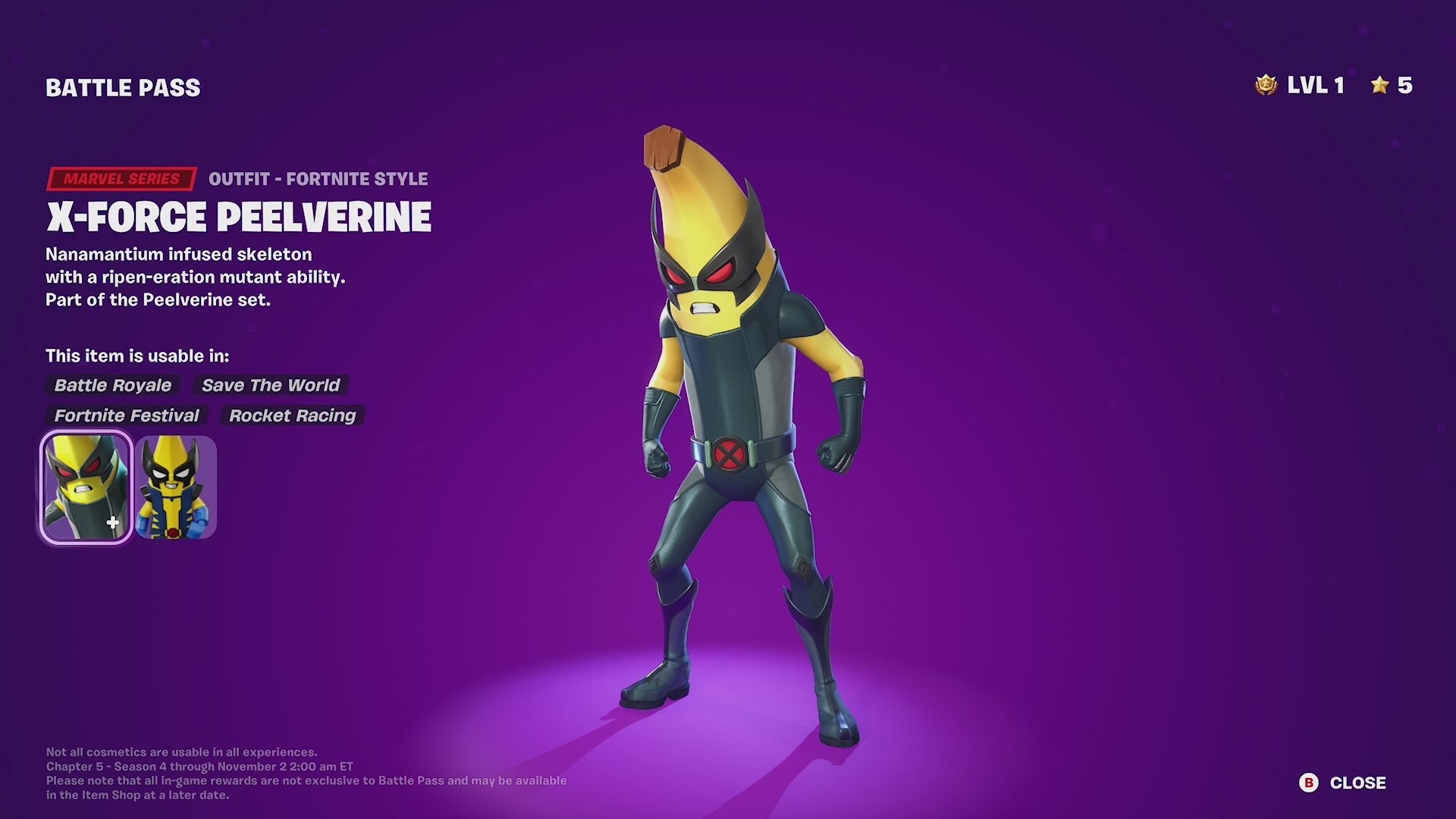 X-Force Peelverine skin in Fortnite