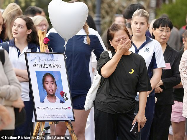 Sophie was remembered as a 'sweet angel' during the vigil on Friday afternoon