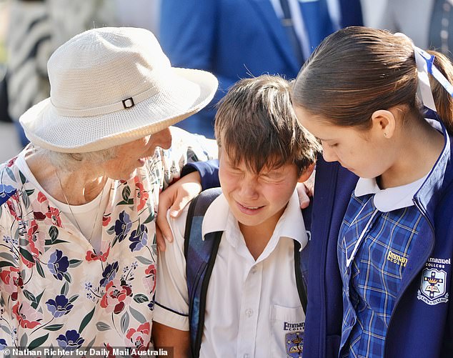 Sophie's classmates were seen in mourning during a memorial service at school on Friday morning