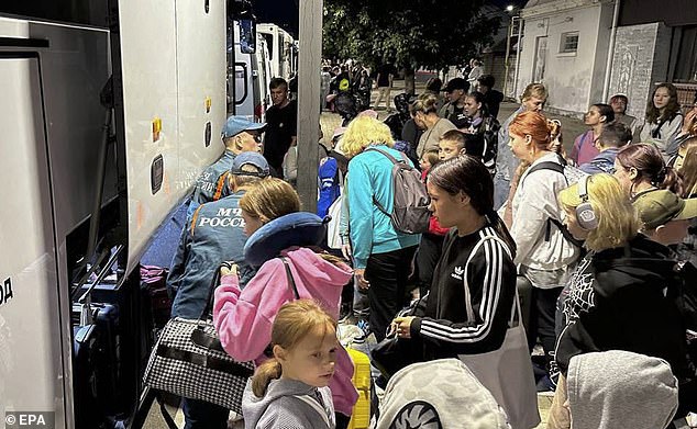 Evacuated people from Belgorod and Kursk regions arrive at temporary reception centers in Nevinnomyssk, Stavropolsky region, Russia