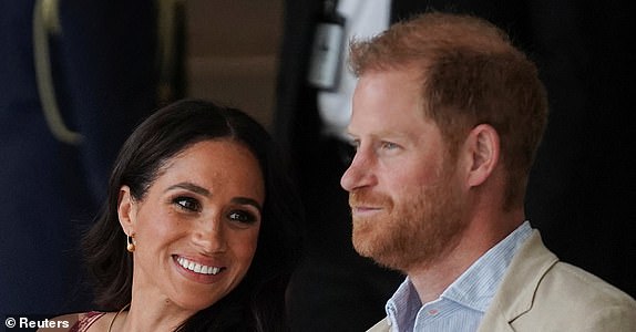 Britain's Prince Harry sits with his wife Meghan, Duchess of Sussex, during a meeting with Colombian Vice President Francia Marquez (not pictured), in Bogota, Colombia, August 15, 2024. REUTERS/Nathalia Angarita