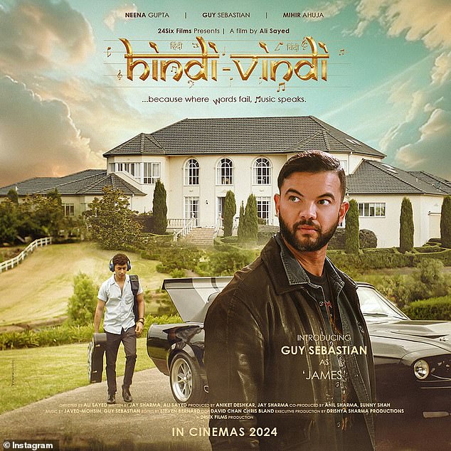 The film, called Hindi Vindi, will be released in Australia next month and tells the story of an Australian-Indian boy who goes on a musical journey, with Guy taking on the role of James.