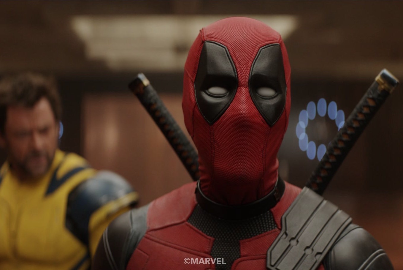 A second shot in a set of the title characters from Deadpool & Wolverine, this time with Deadpool's masked face a little more expressive, with raised eyebrows and widened eyes