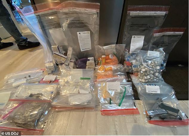 The socialite is accused of using her North Hollywood home to store, package and distribute narcotics, including ketamine and methamphetamine. Pictured: Narcotics recovered during a March 2024 raid